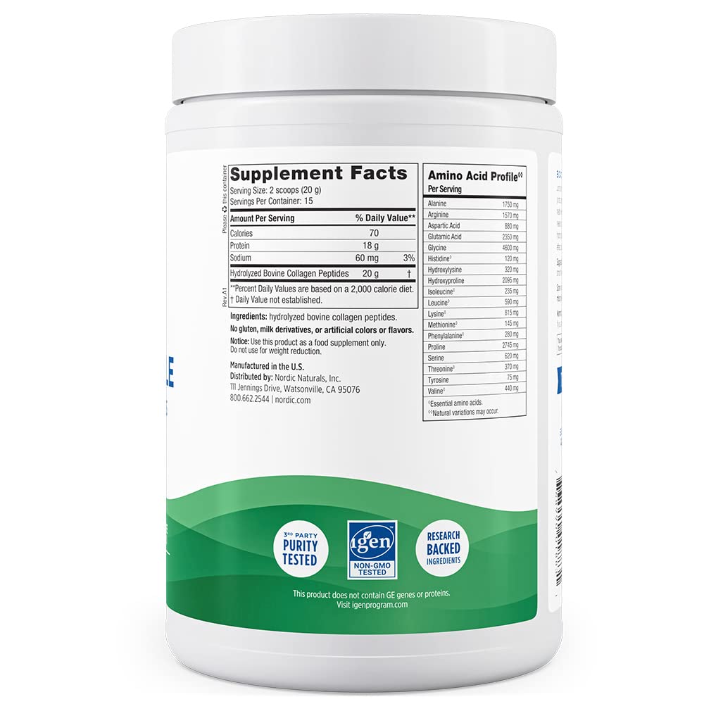 Nordic Naturals Joint and Muscle Collagen Peptides, Unflavored – 10.6 oz, 15 Servings