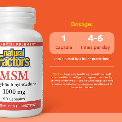 Natural Factors MSM – Supports Healthy Joints, Hair, Skin & Nails | 90 Capsules
