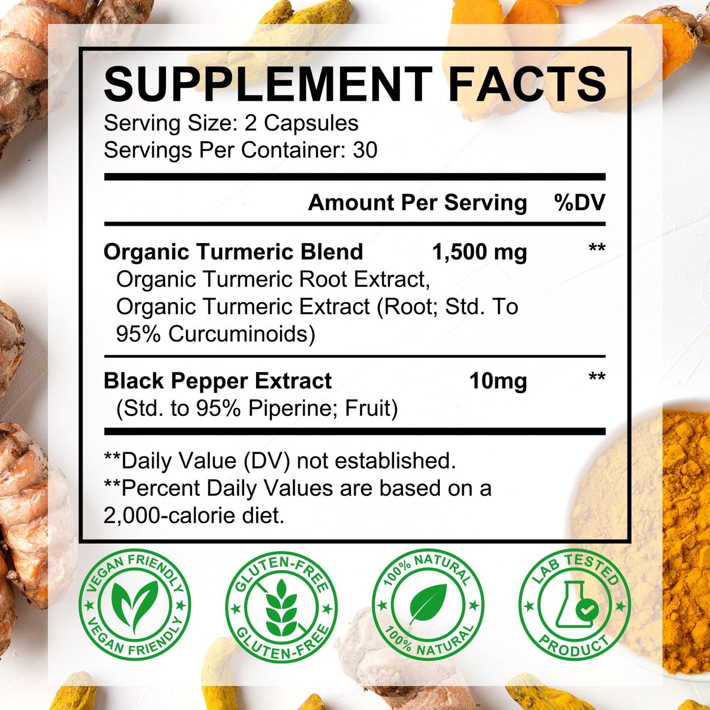 Turmeric & Ginger 1500mg – Curcumin with BioPerine for Joint Pain