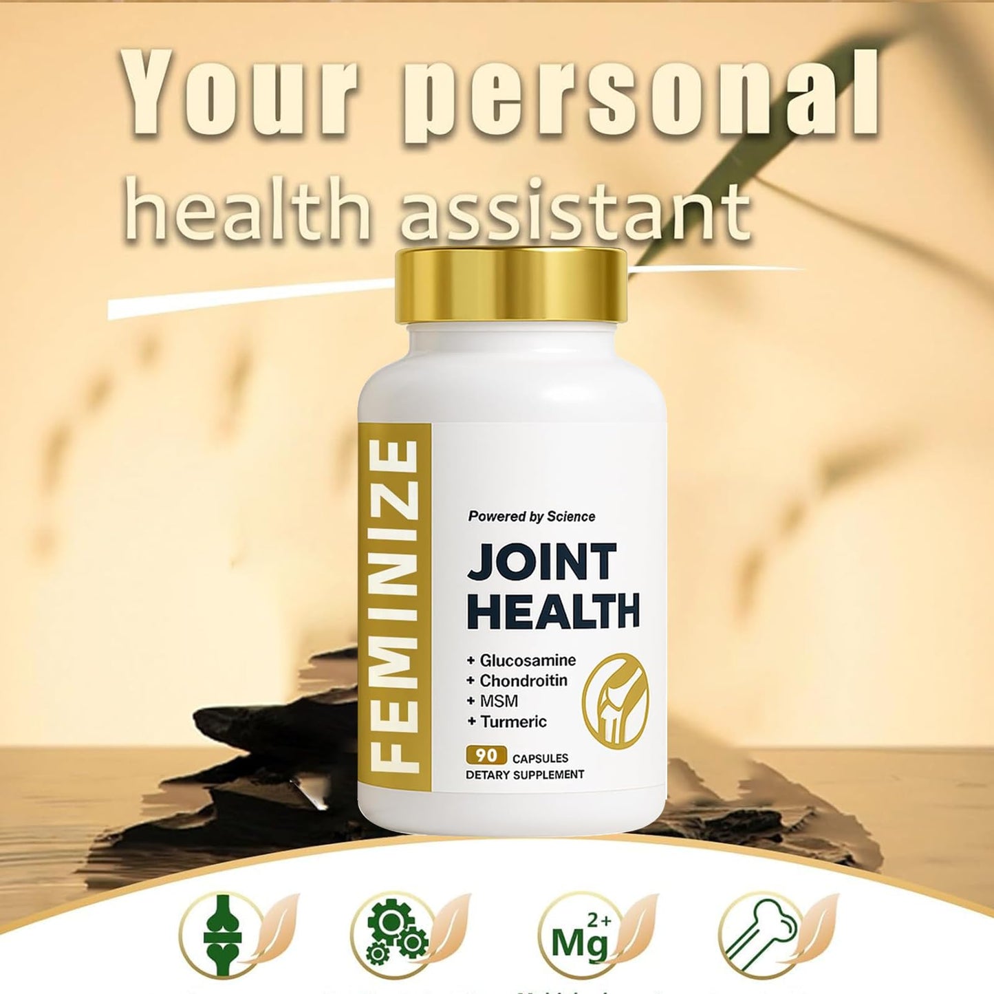 Joint Support Supplement for Women and Men – Glucosamine, Chondroitin, MSM & Turmeric | 90 Capsules