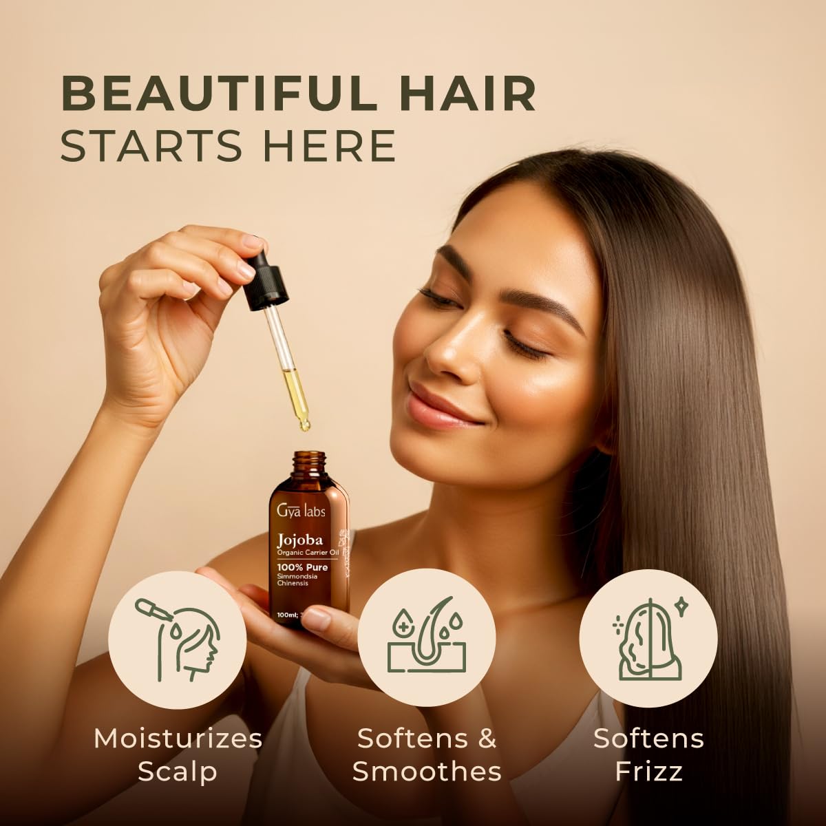 Gya Labs Jojoba Carrier Oil 3.4 fl oz – For Hair, Skin, Face & Body Massage