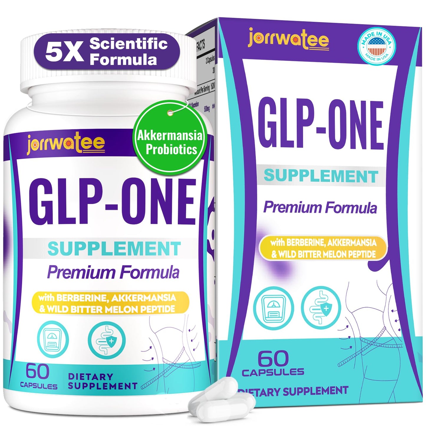 Jorrwatee GLP ONE Probiotic — 14-in-1 for Digestion, Energy & Gut Health, 60 Counts