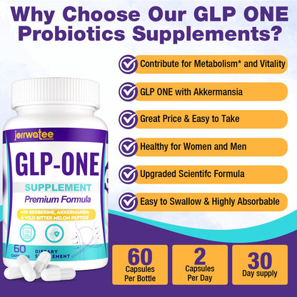 Jorrwatee GLP ONE Probiotic — 14-in-1 for Digestion, Energy & Gut Health, 60 Counts