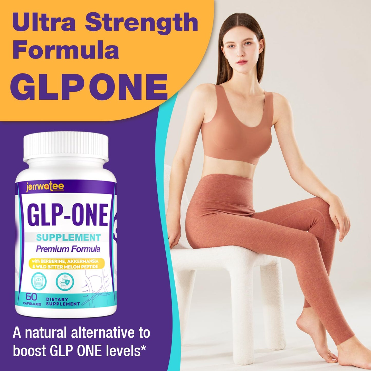 Jorrwatee GLP ONE Probiotic — 14-in-1 for Digestion, Energy & Gut Health, 60 Counts