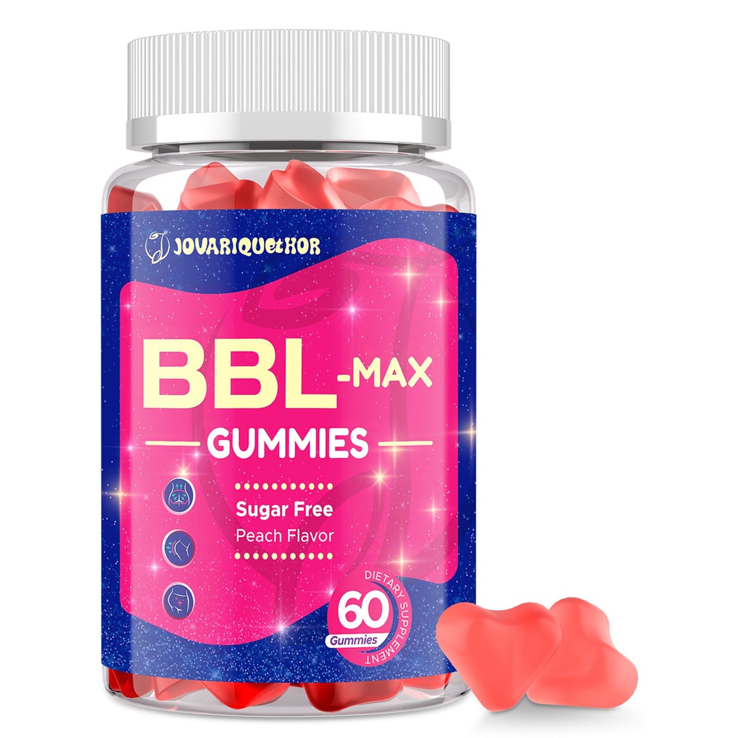 Jovariquethor Booty Gummies for Women – Peach Flavor, 60 Count