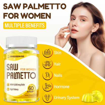 Jovariquethor Saw Palmetto for Women 500mg Gummies – DHT Blocker for Hair Growth