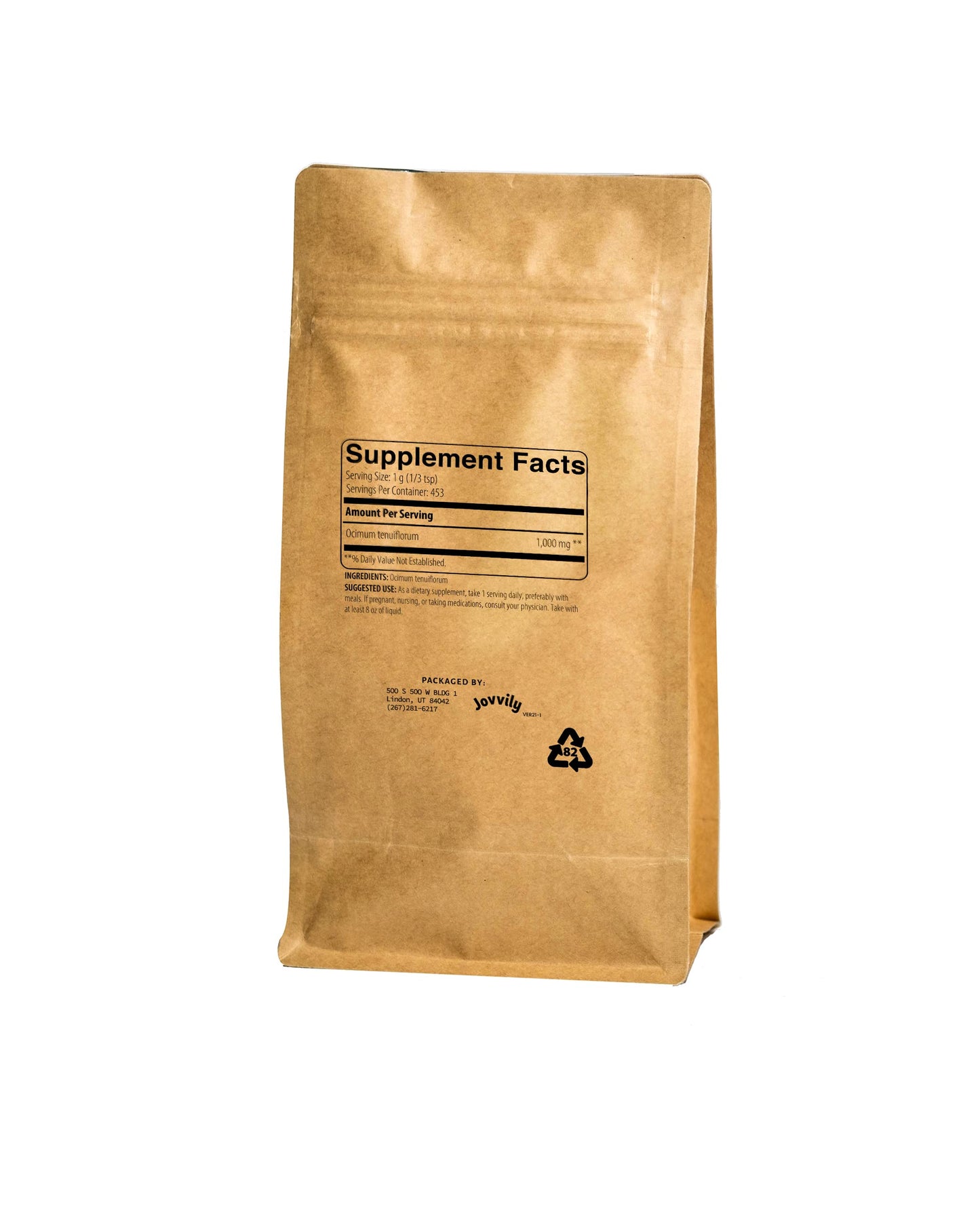 Jovvily Holy Basil Herbal Powder 1lb - Tulsi (Non-GMO)