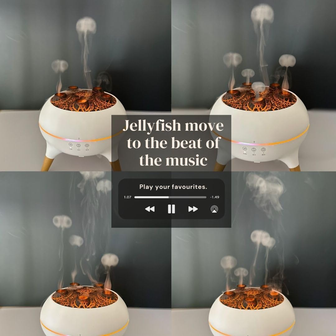 Essential Oil Diffuser by JOYFULNEST CO. – Dancing Jellyfish, 7 LED Lights, Remote & Auto-Off