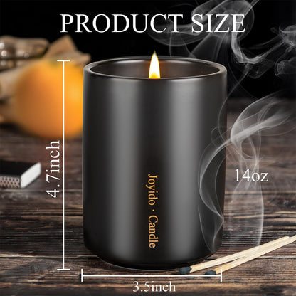 Joyido 14oz Oud & Sandalwood Scented Candle – Luxury Black Ceramic Jar