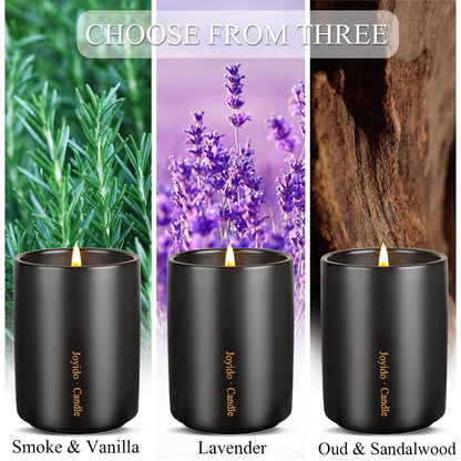 Joyido 14oz Oud & Sandalwood Scented Candle – Luxury Black Ceramic Jar