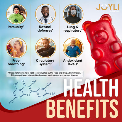 JOYLI Quercetin Gummies 500MG with Bromelain, Zinc, Vitamin C & D3 – Immune Support