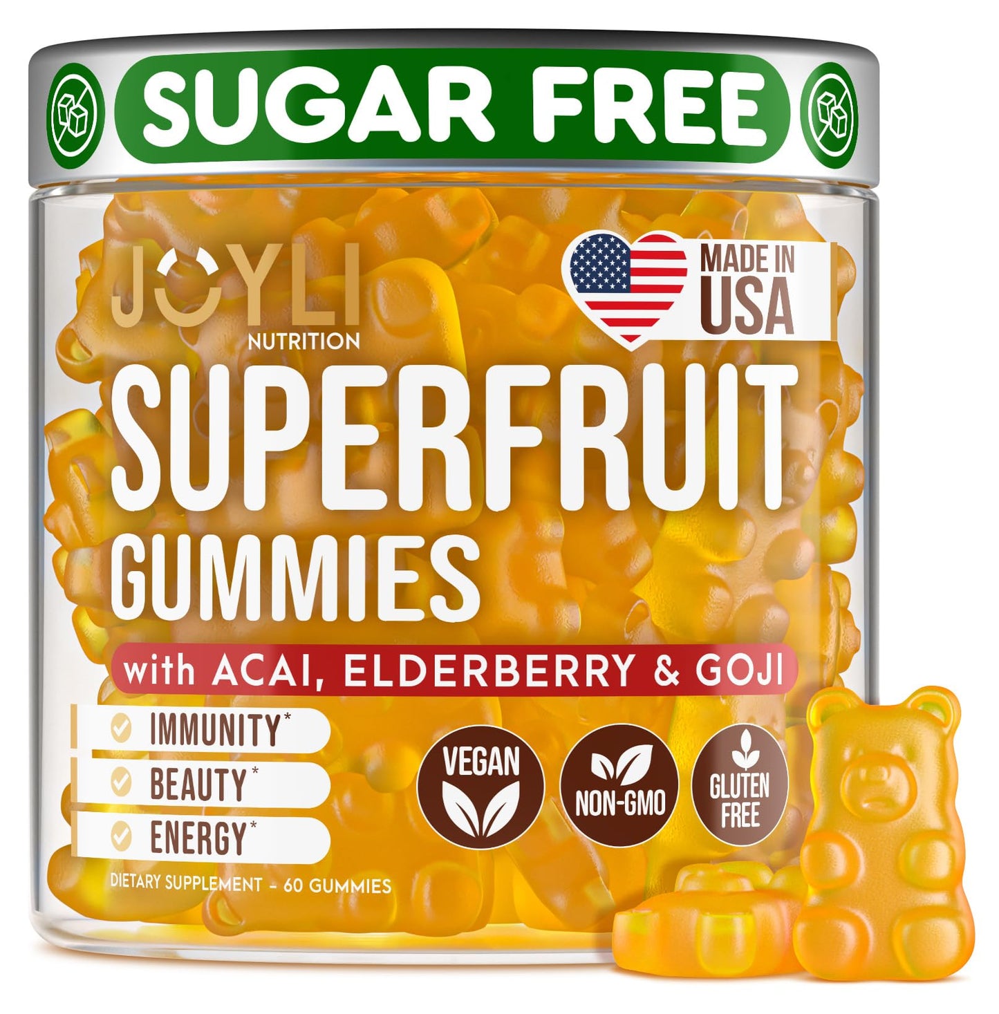 Joyli Sugar-Free Superfruit Gummies – Adult Multivitamin for Immunity & Energy