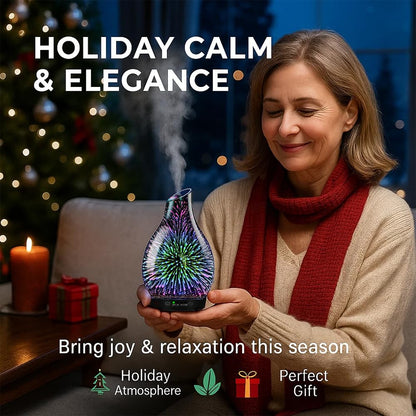 JOYOLO 120ML Essential Oil Diffuser – 3D Glass, Auto Shut-Off, 7-Color LED Lights
