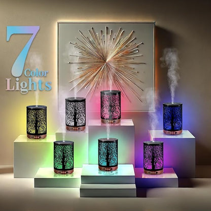JOYOLO Essential Oils Diffuser Set – 7-Color Lights, Auto Shut-Off, 6 Oils Gift Pack