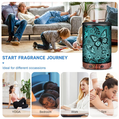 JOYOLO Metal Essential Oil Diffuser – Cool Mist, 7 Color Lights (Big Butterfly)