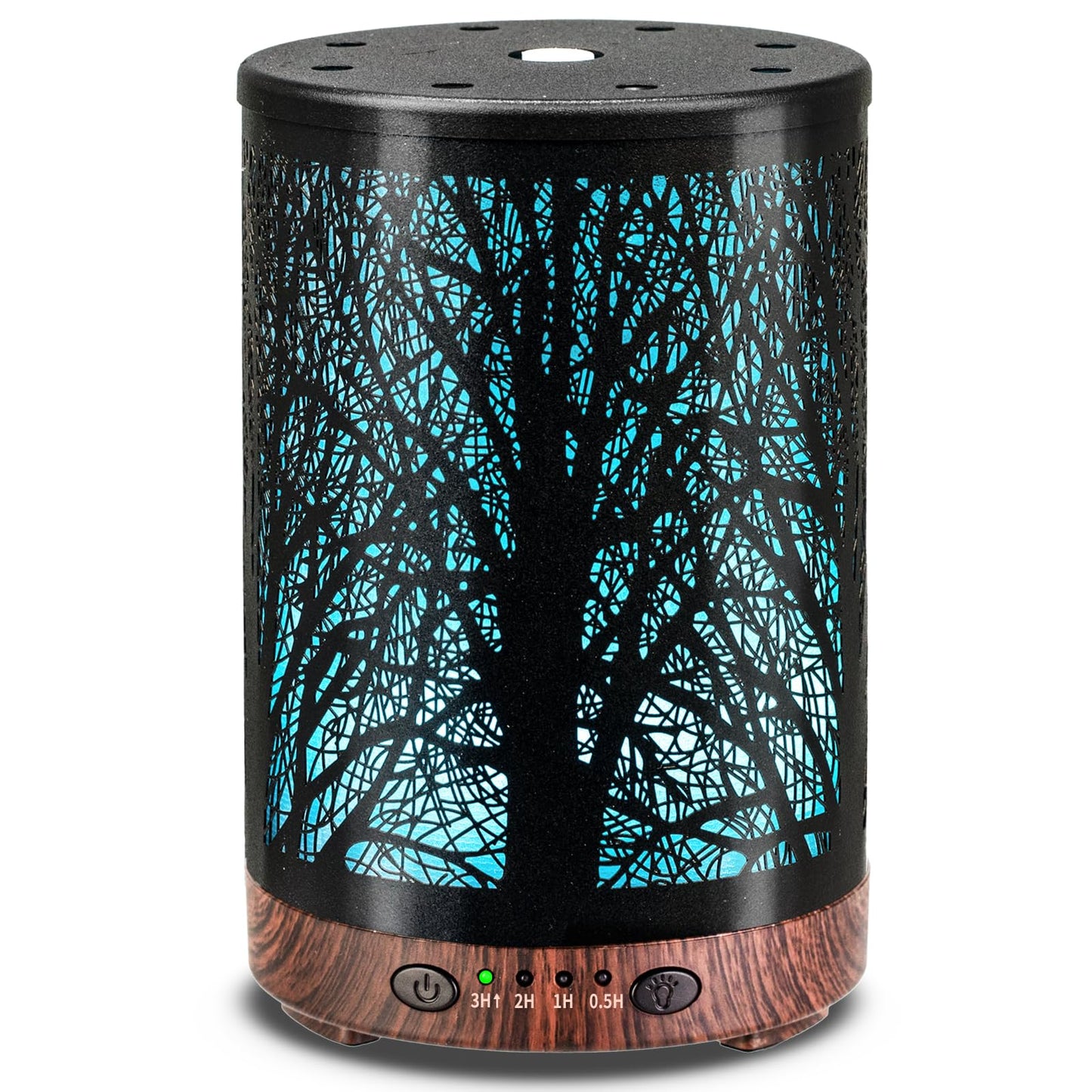 JOYOLO 120ML Metal Diffuser – Tree Pattern, Auto Shut-Off, 7 Color Lights