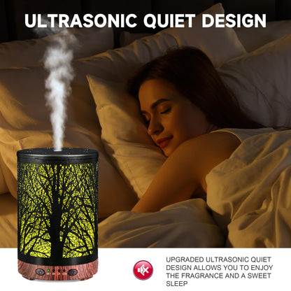 JOYOLO 120ML Metal Diffuser – Tree Pattern, Auto Shut-Off, 7 Color Lights