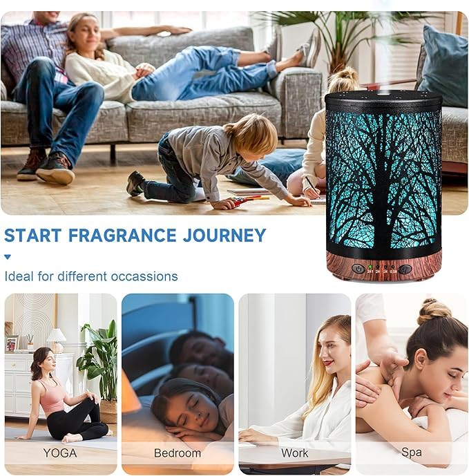 JOYOLO Essential Oils Diffuser Set – 7-Color Lights, Auto Shut-Off, 6 Oils Gift Pack