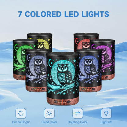 JOYOLO Metal Essential Oil Diffuser with 7 Color LEDs – Owl