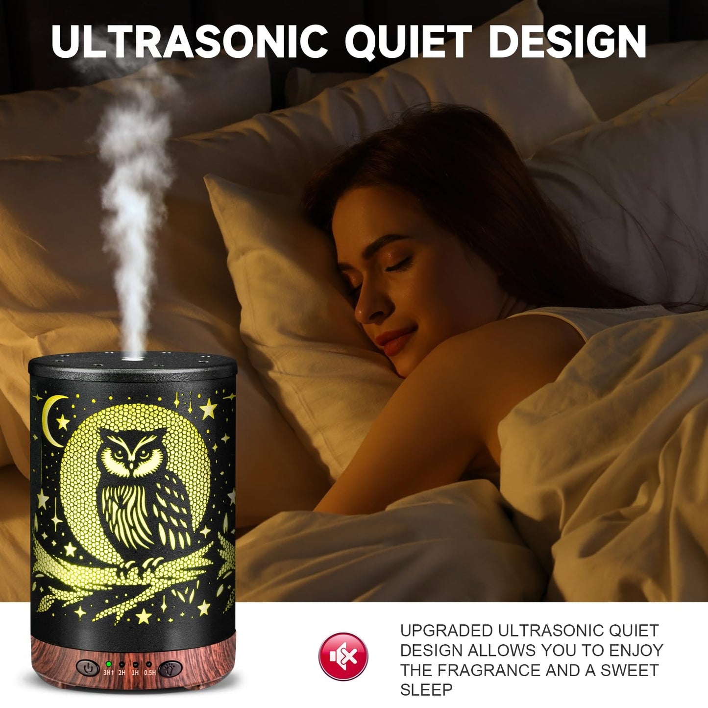 JOYOLO Metal Essential Oil Diffuser with 7 Color LEDs – Owl