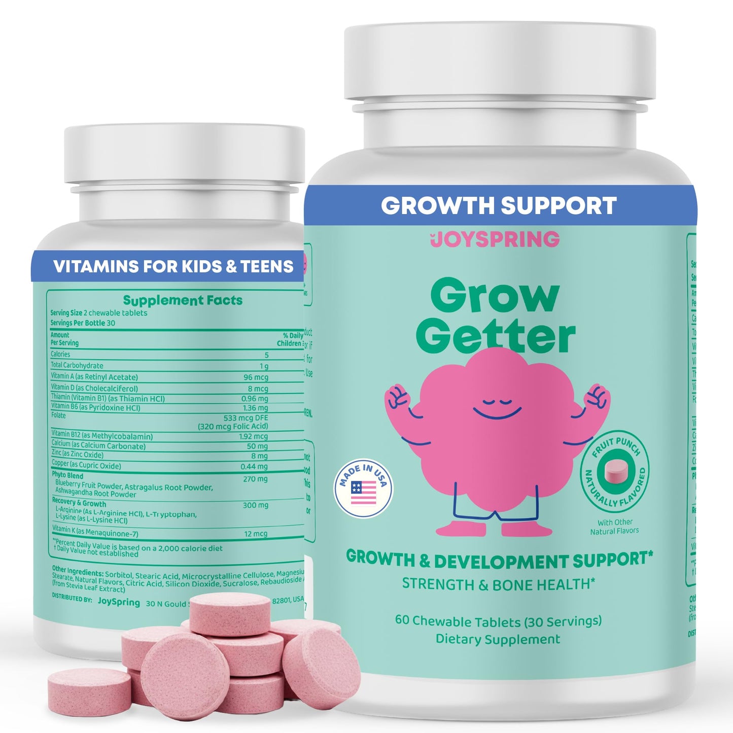 JoySpring Growth Vitamins for Teens & Kids – Height Support, Sugar Free