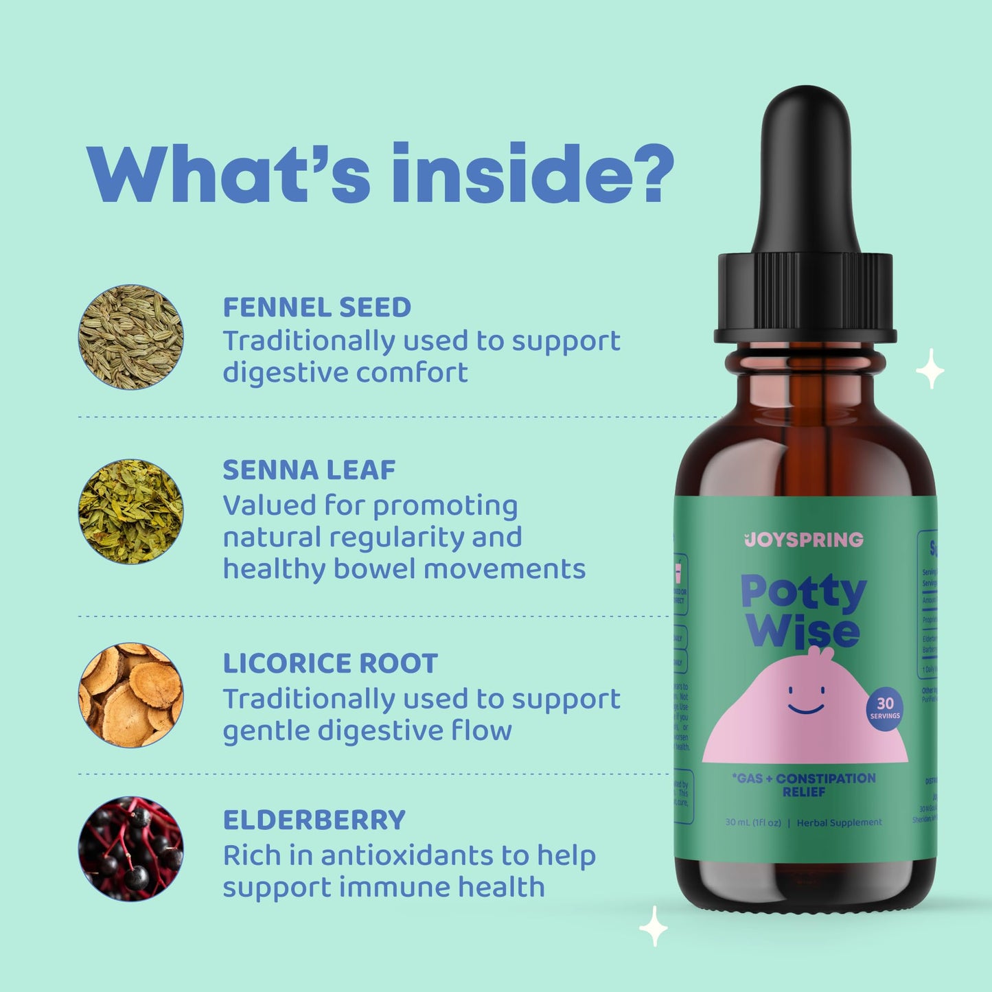 JoySpring Potty Wise Drops — Natural, Gentle Constipation Relief for Kids