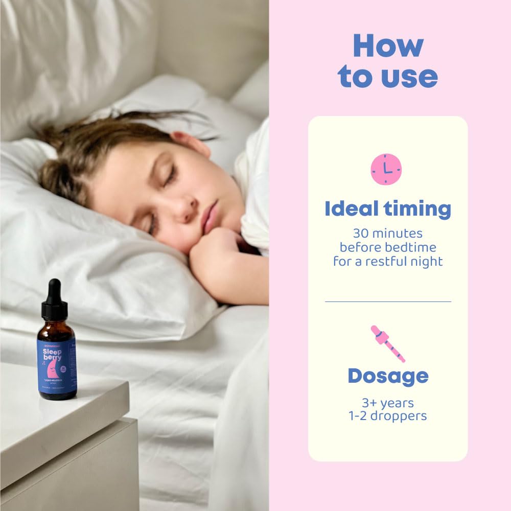 JoySpring Sleepberry Kids Melatonin 3 mg – Liquid Sleep Aid (2 fl oz)