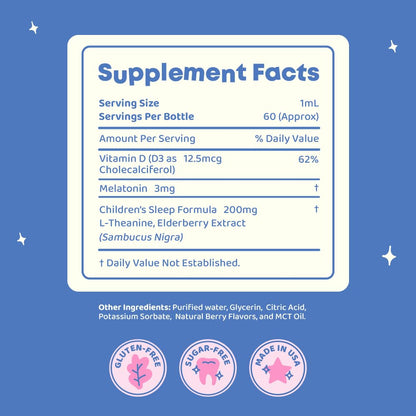 JoySpring Sleepberry Kids Melatonin 3 mg – Liquid Sleep Aid (2 fl oz)