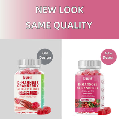 Joywiit D-Mannose Gummies 2000mg with Cranberry & Hibiscus | Urinary Health
