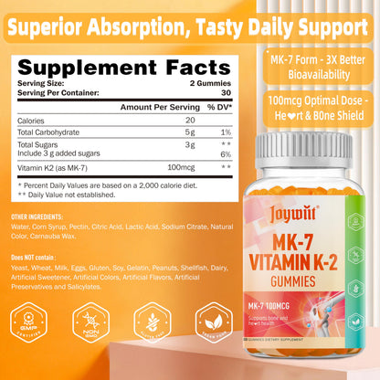 Joywiit Vitamin K2 MK-7 Gummies 100mcg – Extra Strength, Vegan