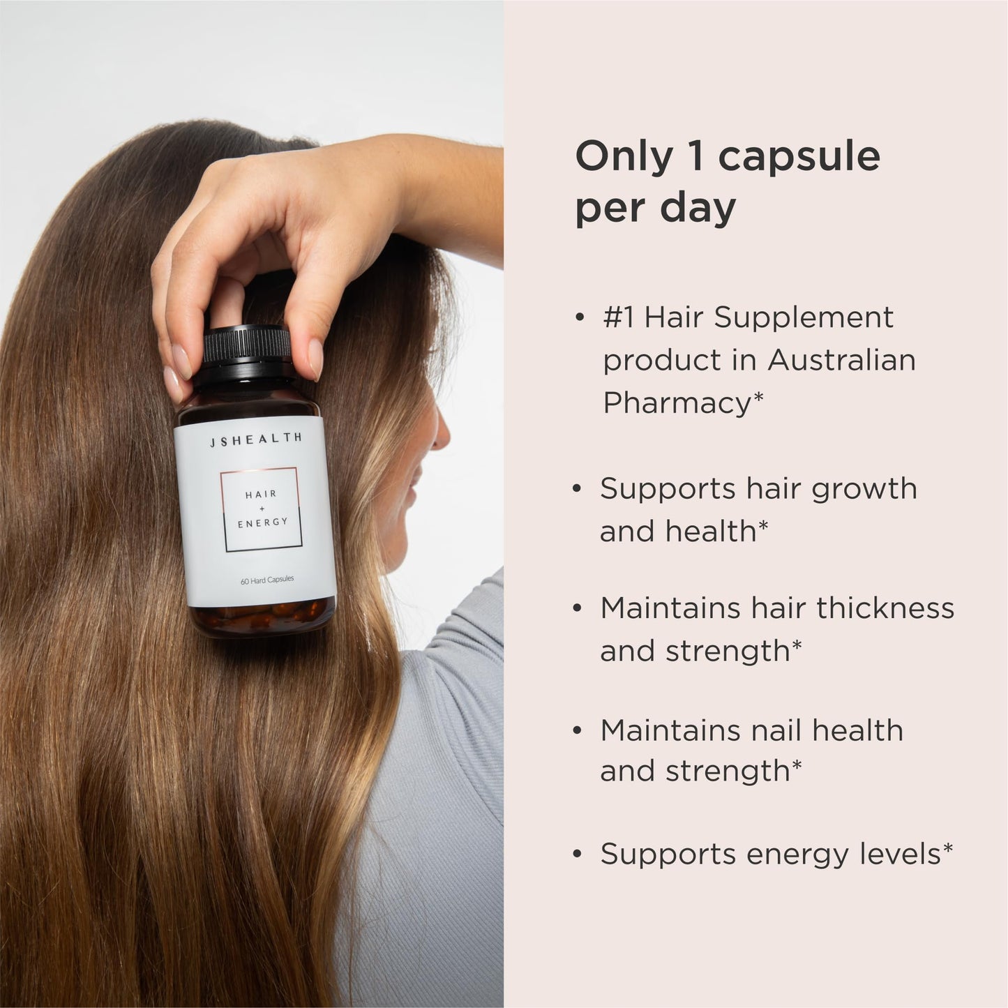 JSHealth Vitamins Hair & Energy Formula – Hair & Scalp Support (30 Capsules)