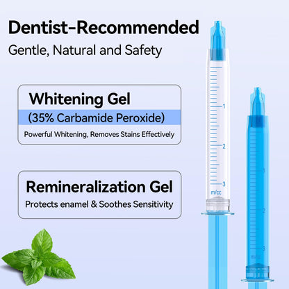 JTF Portable Teeth Whitening Kit – LED Light, 35% Carbamide Peroxide, 5 Gels + 1 Remineralization Gel