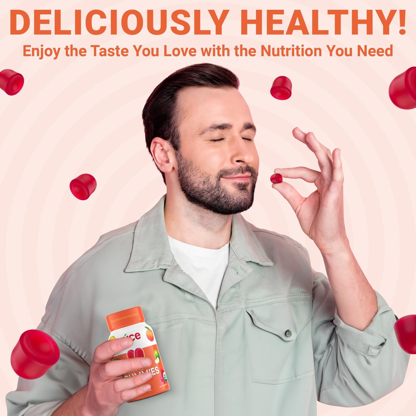 Júce Fruit Gummies with Peach Flavor | Superfood Gummies for Optimal Health by Terra Kai Organics