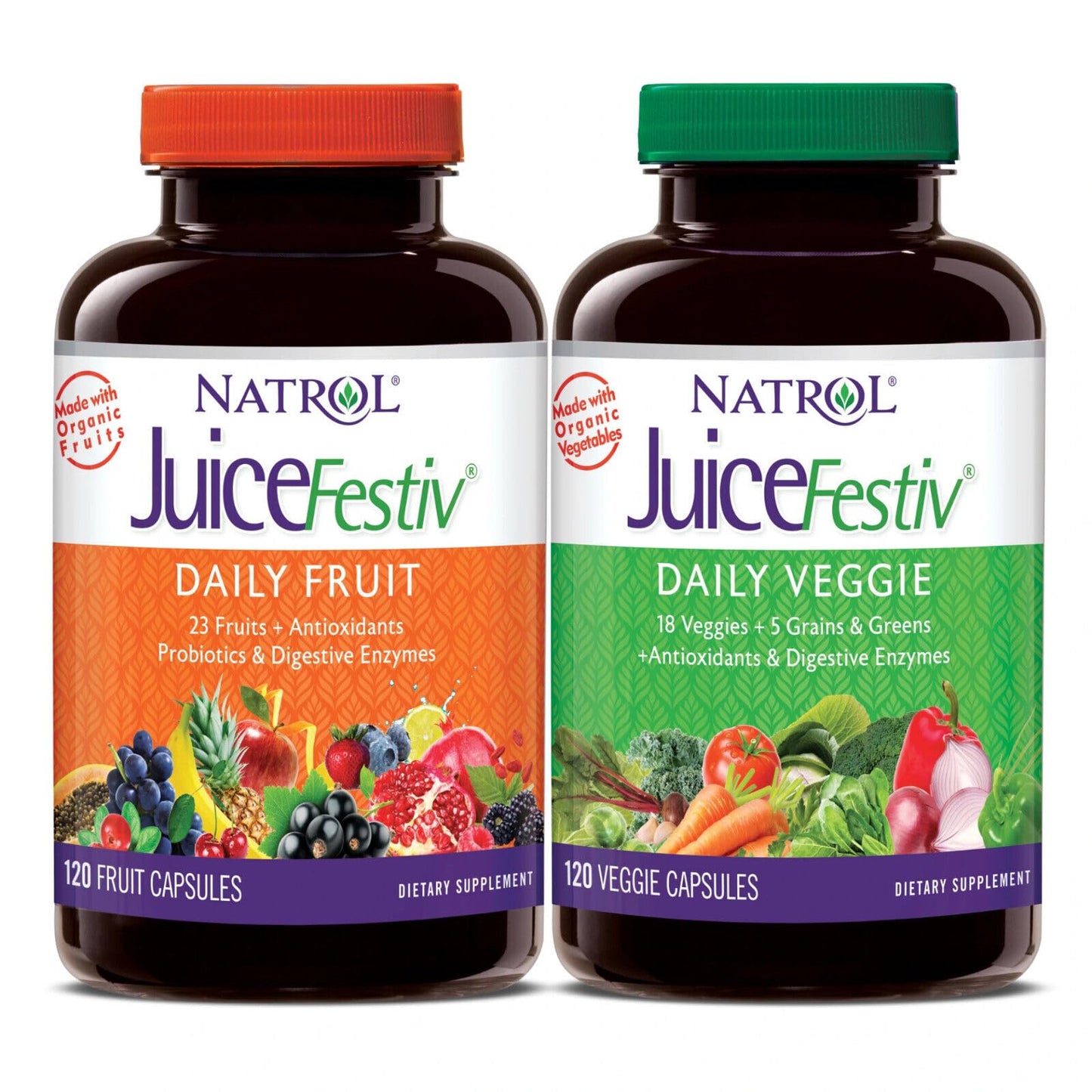 Juice Festiv - 120+120 | Natrol JuiceFestiv 46 Fruits & Vegetables Capsule Formula