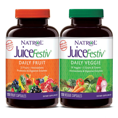 Juice Festiv - 120+120 | Natrol JuiceFestiv 46 Fruits & Vegetables Capsule Formula