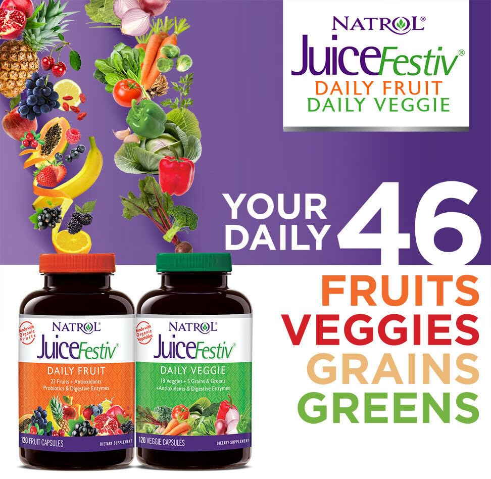 Juice Festiv - 120+120 | Natrol JuiceFestiv 46 Fruits & Vegetables Capsule Formula