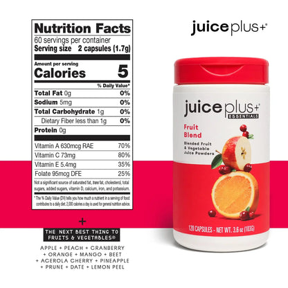 Juice Plus+ Fruit Blend: Plant-Based Whole Food Vitamins | Vegan, Gluten-Free, Non-GMO BritishVita | Premium UK Vitamins & Wellness Supplements