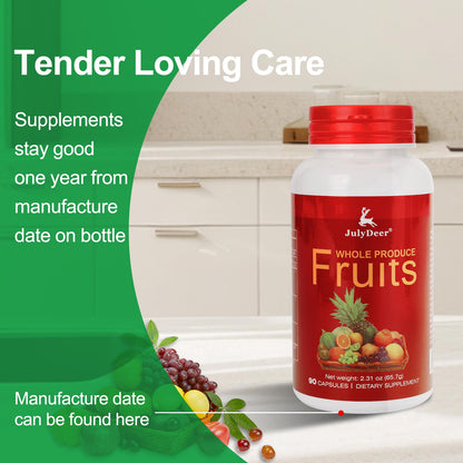 JulyDeer Fruit Supplement – 90 Vegetarian Capsules | 16-Fruit Blend