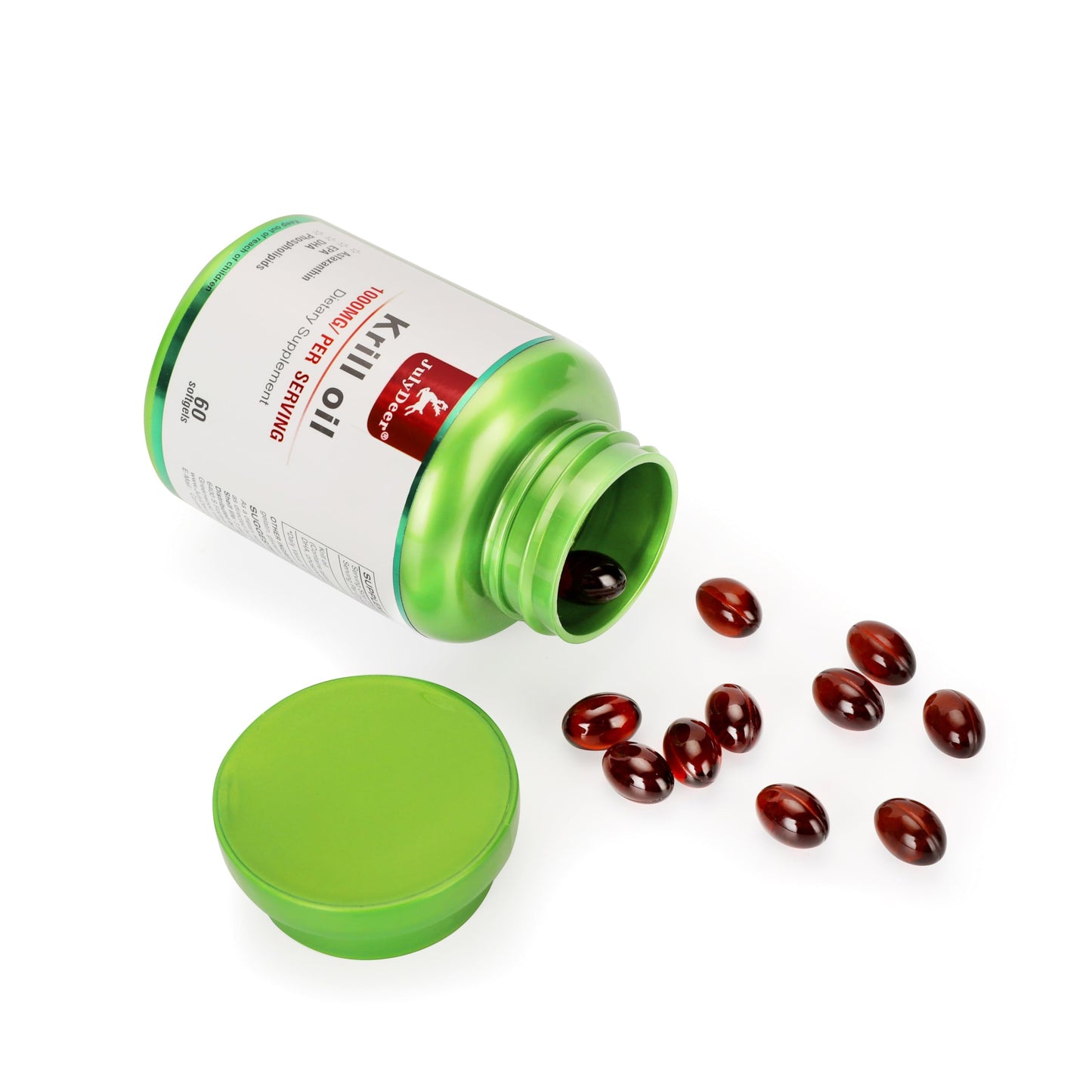 JulyDeer Antarctic Krill Oil 1000 mg – Omega-3 EPA/DHA, Astaxanthin, Phospholipids | 60 Softgels