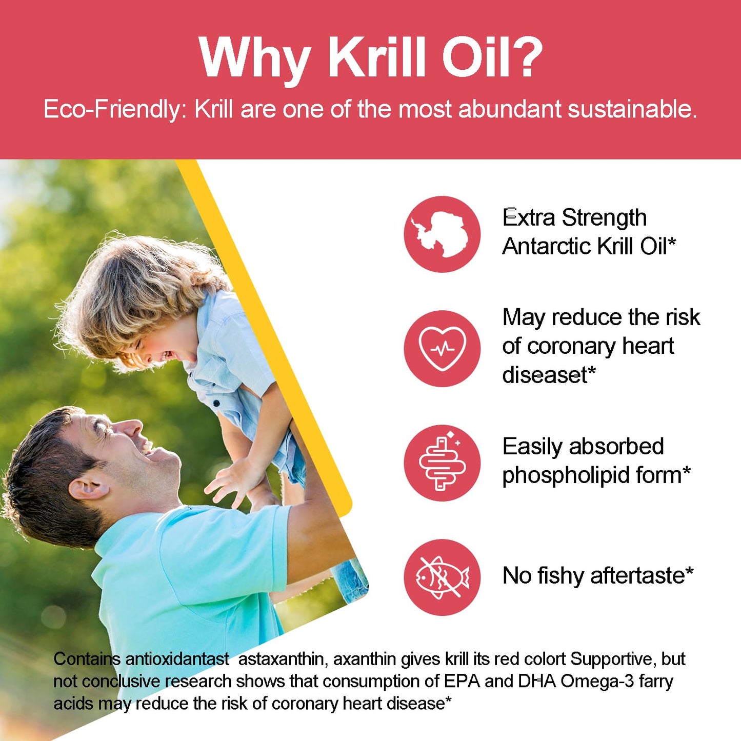JulyDeer Antarctic Krill Oil 1000 mg – Omega-3 EPA/DHA, Astaxanthin, Phospholipids | 60 Softgels