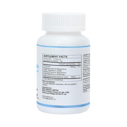 JulyDeer Sixfold Magnesium Complex – 350mg Magnesium Glycinate, Malate, Citrate, Taurine, Oxide, L-Threonate | 90 Vegan Capsules