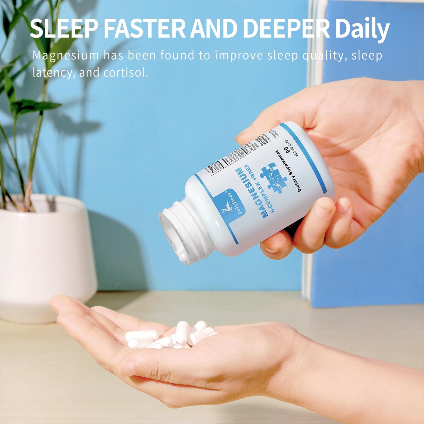 JulyDeer Sixfold Magnesium Complex – 350mg Magnesium Glycinate, Malate, Citrate, Taurine, Oxide, L-Threonate | 90 Vegan Capsules