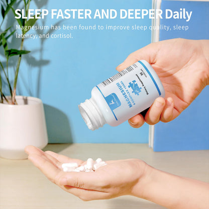 JulyDeer Sixfold Magnesium Complex – 350mg Magnesium Glycinate, Malate, Citrate, Taurine, Oxide, L-Threonate | 90 Vegan Capsules