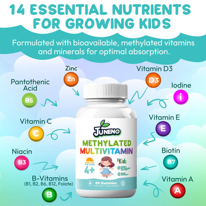 Juneno Methylated Multivitamin Gummies for Kids | MTHFR Support