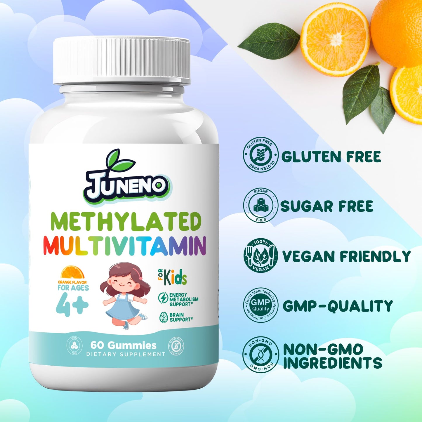 Juneno Methylated Multivitamin Gummies for Kids | MTHFR Support