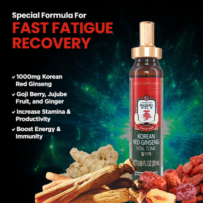 JUNG KWAN JANG Vital Tonic – Korean Red Ginseng Energy Shot with Ginger (10 Count)