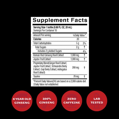 JUNG KWAN JANG Vital Tonic – Korean Red Ginseng Energy Shot with Ginger (10 Count)
