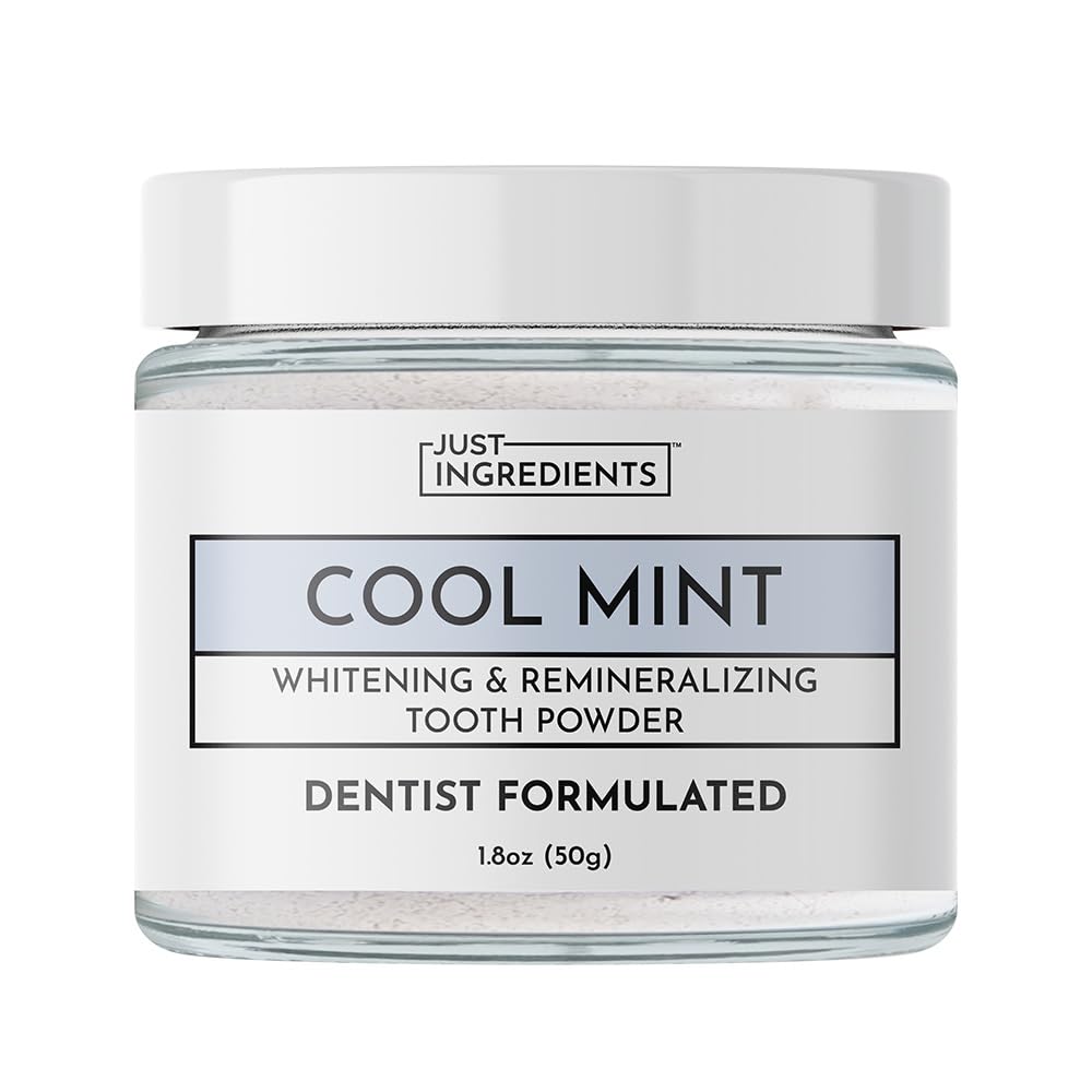 Just Ingredients Remineralizing Tooth Powder - Fluoride-Free Whitening, Vegan, 1 oz