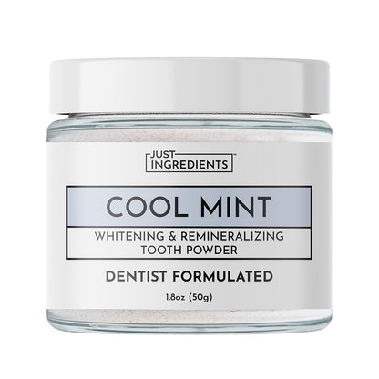 Just Ingredients Remineralizing Tooth Powder - Fluoride-Free Whitening, Vegan, 1 oz