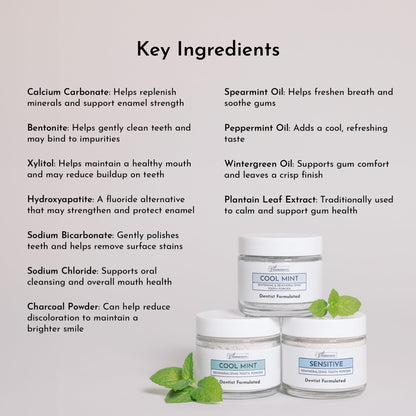 Just Ingredients Remineralizing Tooth Powder - Fluoride-Free Whitening, Vegan, 1 oz
